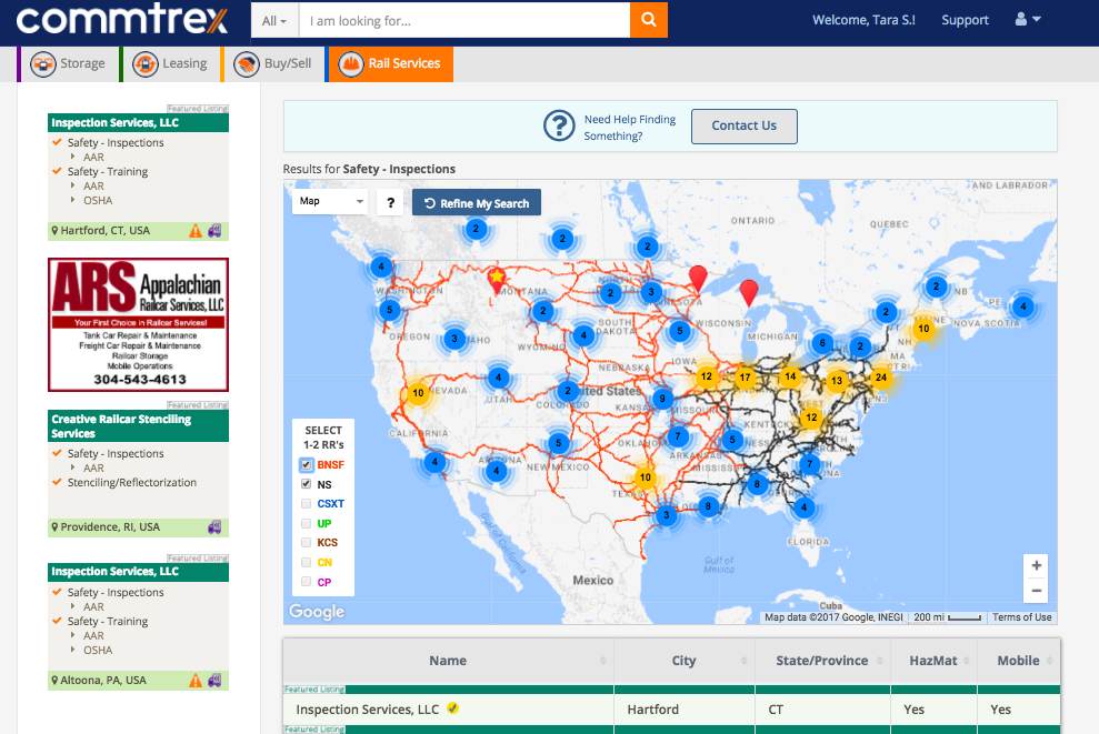 Commtrex Exchange Mapped Directory Listing Of Rail Safety Providers