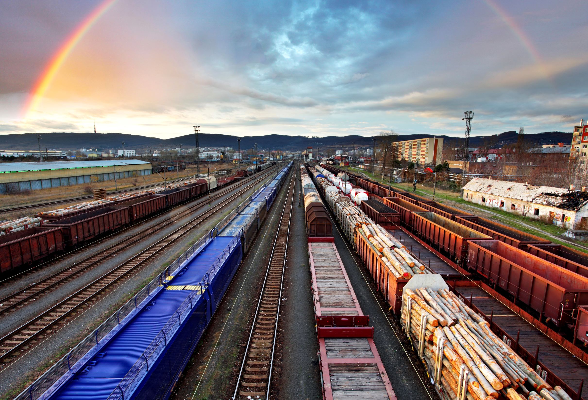 Train Freight Transportation With Rainbow (Small)