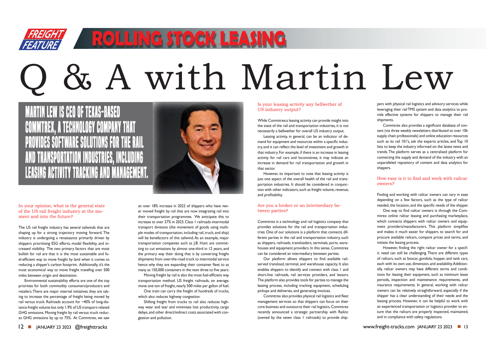 Martin Freight Tracks Interview January 2023